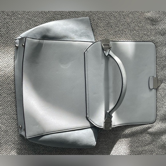 Modern Gray Trapezoid Satchel with Top Handle - Picture 12 of 16